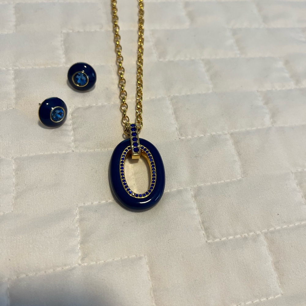 Talbot’s Blue and Gold Necklace and Earring Set